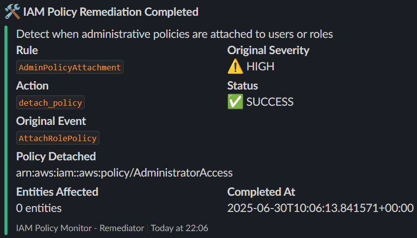 Slack remediation completed