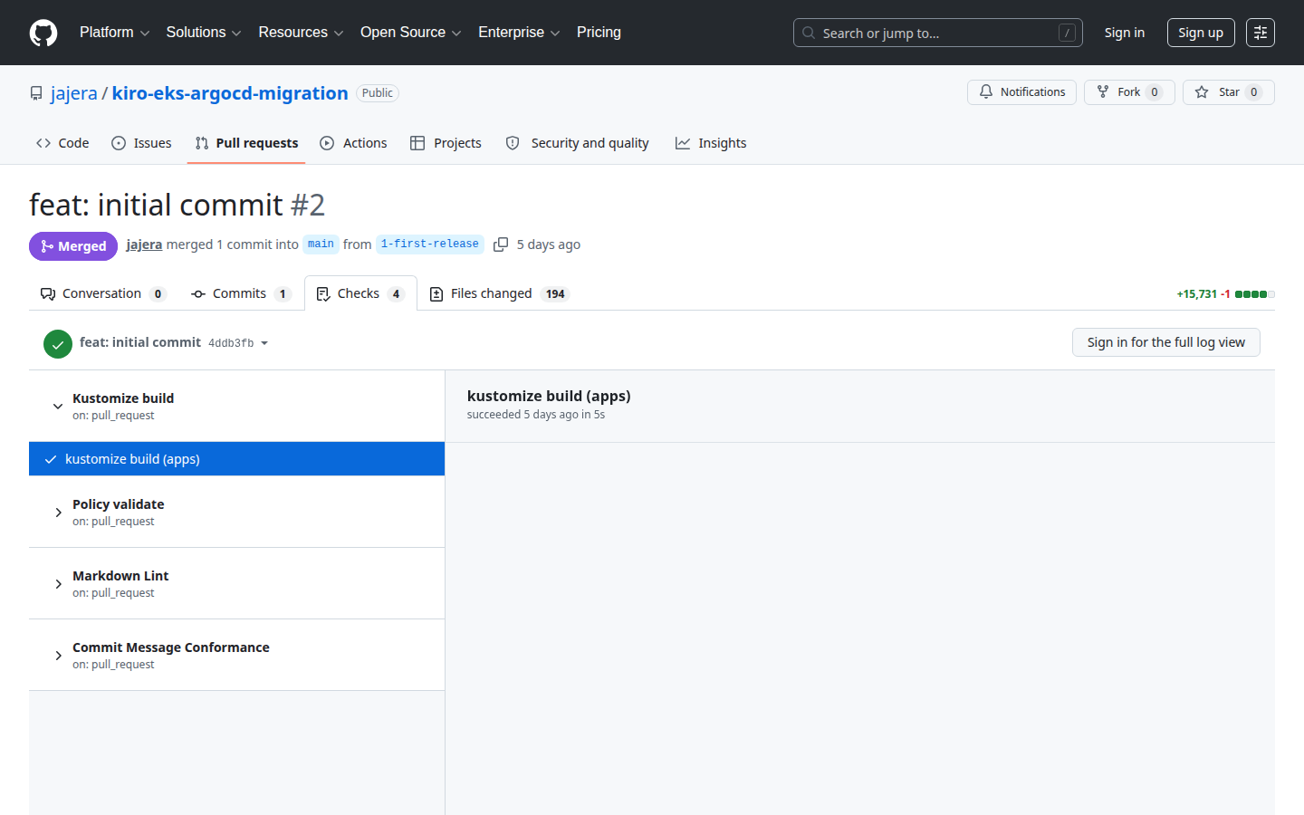 Pull request checks matching local validation gates