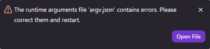 Kiro argv.json contains errors notification