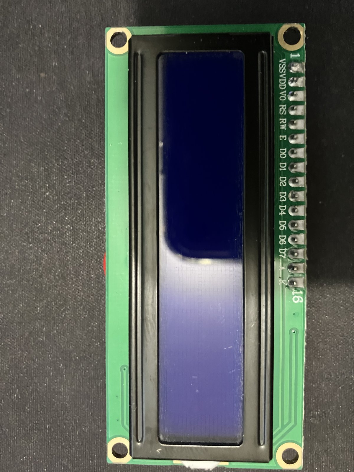 Front of the detached 1602 LCD module