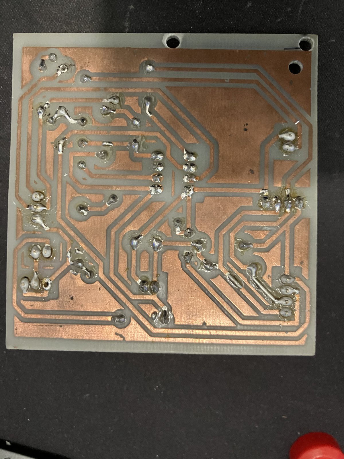 Solder side of the hand-etched PICAXE board